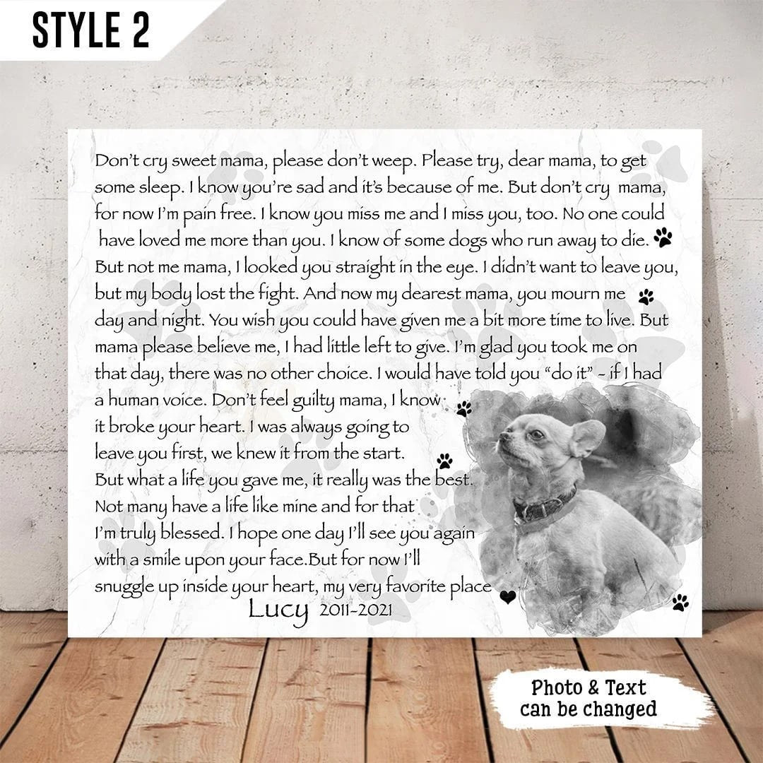 Don t Cry Sweet Mama Dog Poem Printable Horizontal Canvas Wall Art Canvas Gift For Dog Lovers 1 Don t Cry Sweet Mama Dog Poem Printable Horizontal Canvas Wall Art Canvas Gift For Dog Lovers 1