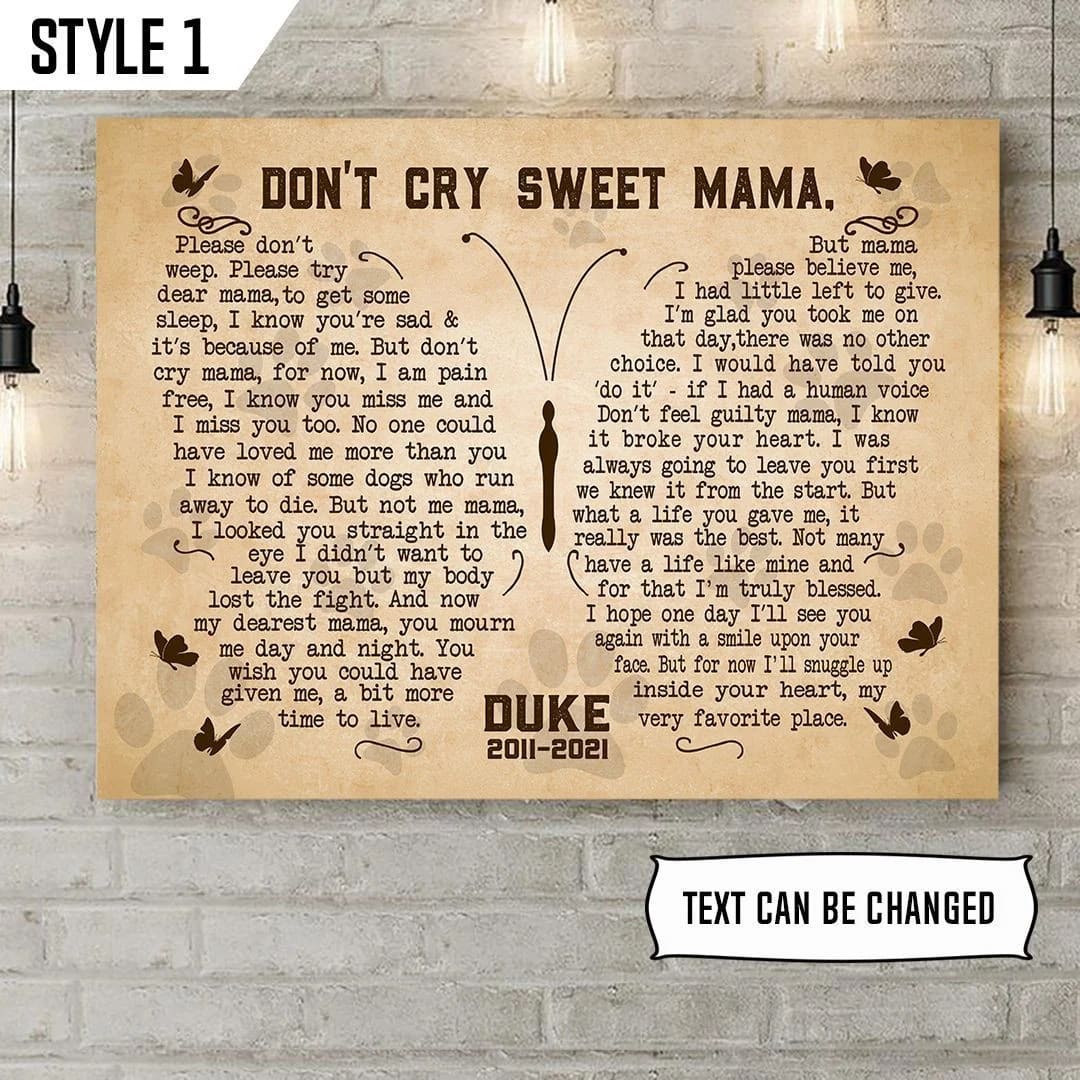 Don t Cry Sweet Mama Dog Poem Printable Horizontal Canvas Poster Wall Canvas Art Personalized Dog Memorial Gift 1 Don t Cry Sweet Mama Dog Poem Printable Horizontal Canvas Poster Wall Canvas Art Personalized Dog Memorial Gift 1