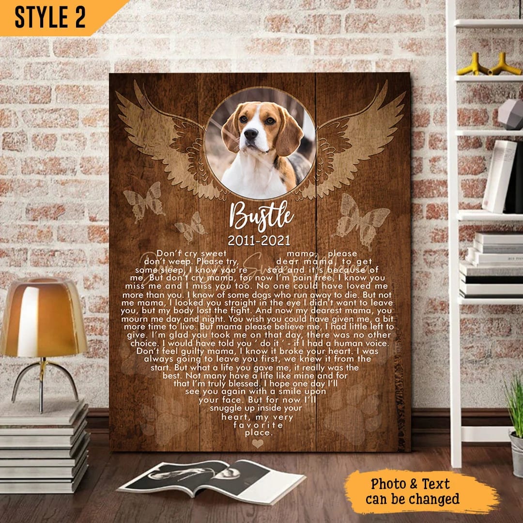 Don t Cry Sweet Mama Dog Poem Printable Vertical Canvas Wall Art Canvas Gift For Dog Lovers 1