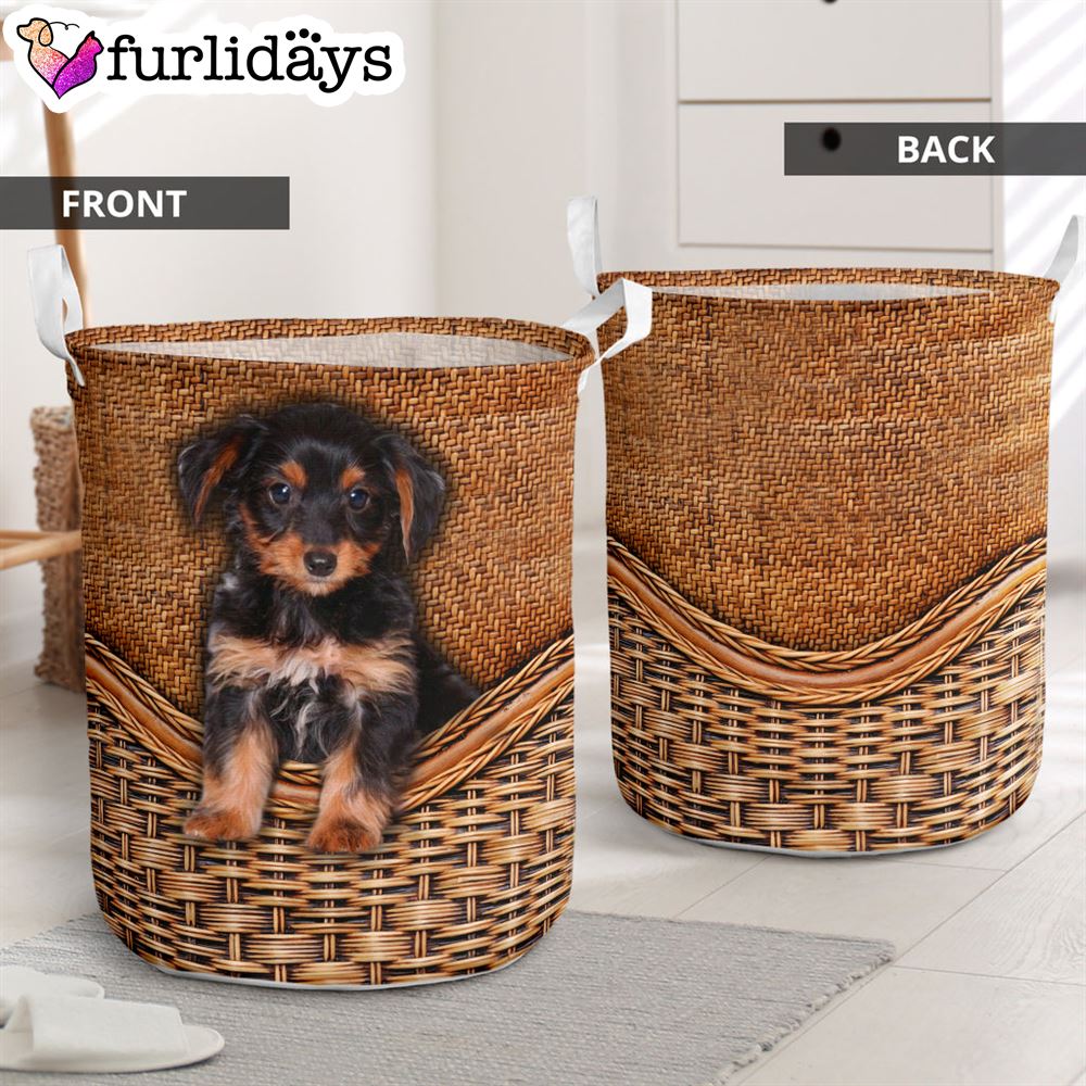Dorkie Rattan Texture Laundry Basket Dog Laundry Basket Christmas Gift For Her Home Decor 1