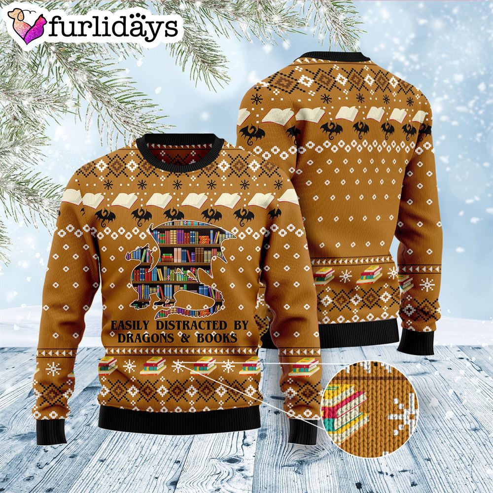 Dragon And Book Ugly Christmas Sweater Xmas Gifts For Dog Lovers Gift For Christmas 3 Dragon And Book Ugly Christmas Sweater Xmas Gifts For Dog Lovers Gift For Christmas 3