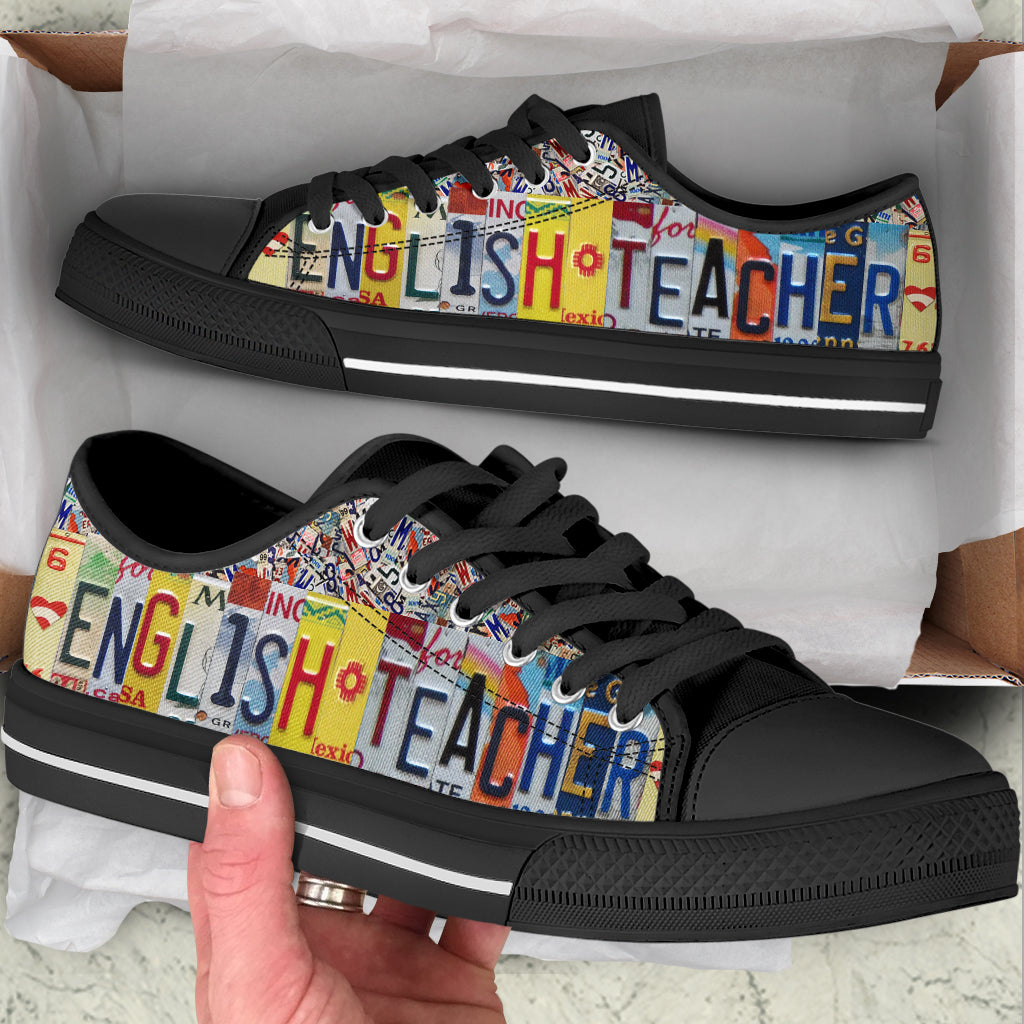 English Teacher Shoes License Plates Low Top Shoes Best Gift For Teacher School Shoes Malalan 2 English Teacher Shoes License Plates Low Top Shoes Best Gift For Teacher School Shoes Malalan 2