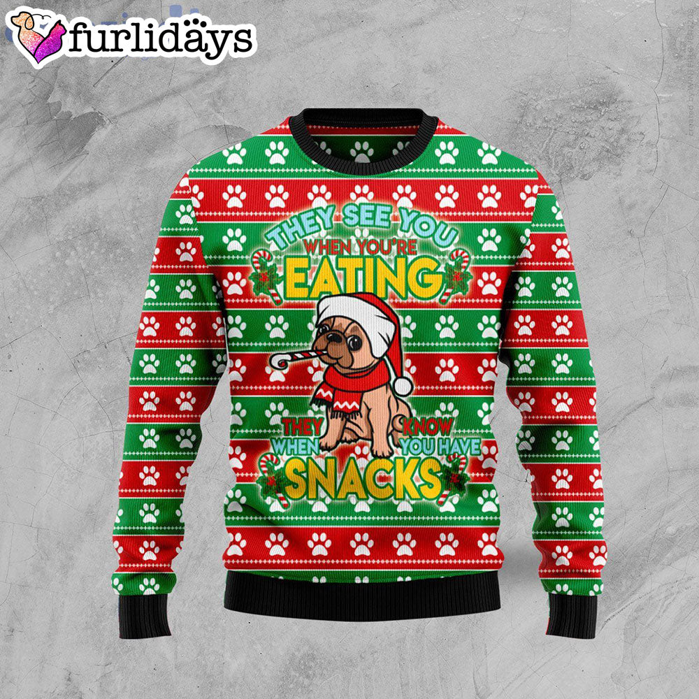 French Bulldog See You Eating Snacks Ugly Christmas Sweater Funny Family Sweater Gifts 1 French Bulldog See You Eating Snacks Ugly Christmas Sweater Funny Family Sweater Gifts 1