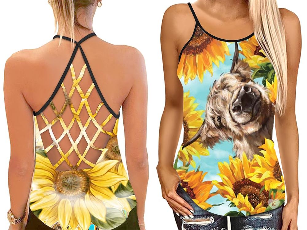 Funny Cow Sunflower Criss Cross Open Back Tank Top Workout Shirts Gift For Dog Lovers 1 mmbzxn Funny Cow Sunflower Criss Cross Open Back Tank Top Workout Shirts Gift For Dog Lovers 1 mmbzxn