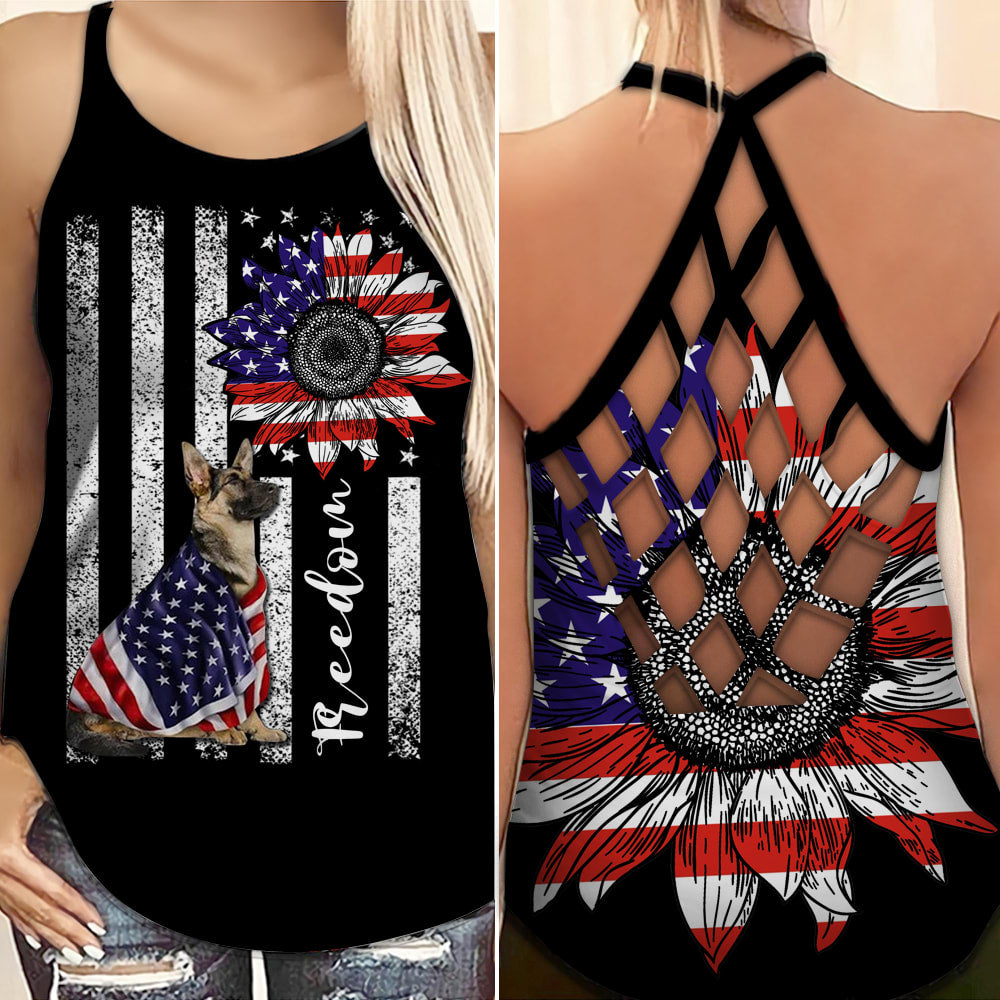 German Shepherd America Criss Cross Open Back Tank Top Workout Shirts Gift For Dog Lovers 1 mljgcs German Shepherd America Criss Cross Open Back Tank Top Workout Shirts Gift For Dog Lovers 1 mljgcs