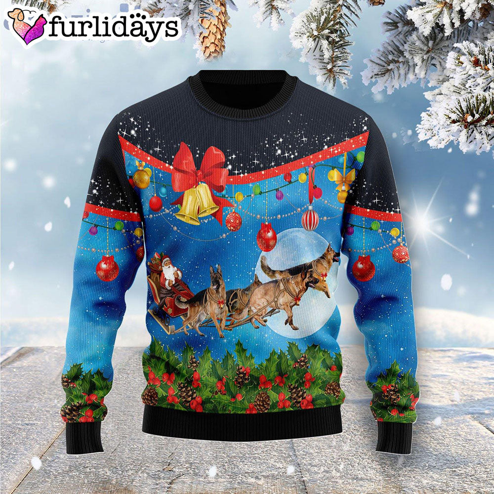 German Shepherd Sleigh Dog Lover Ugly Christmas Sweater Gifts For Dog Lovers 1