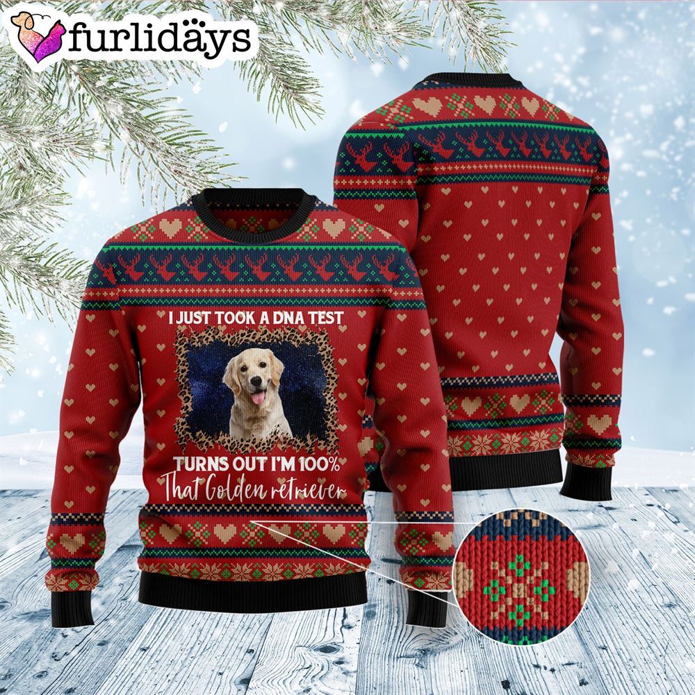 Golden Retriever Dna Ugly Christmas Sweater Gift For Dog Lovers Unisex Crewneck Sweater 2 Golden Retriever Dna Ugly Christmas Sweater Gift For Dog Lovers Unisex Crewneck Sweater 2