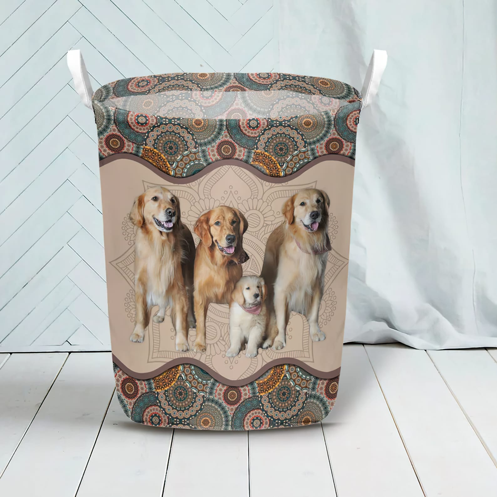 Golden Retriever In Mandala Pattern Laundry Basket Dog Laundry Basket Christmas Gift For Her Home Decor 3 Golden Retriever In Mandala Pattern Laundry Basket Dog Laundry Basket Christmas Gift For Her Home Decor 3