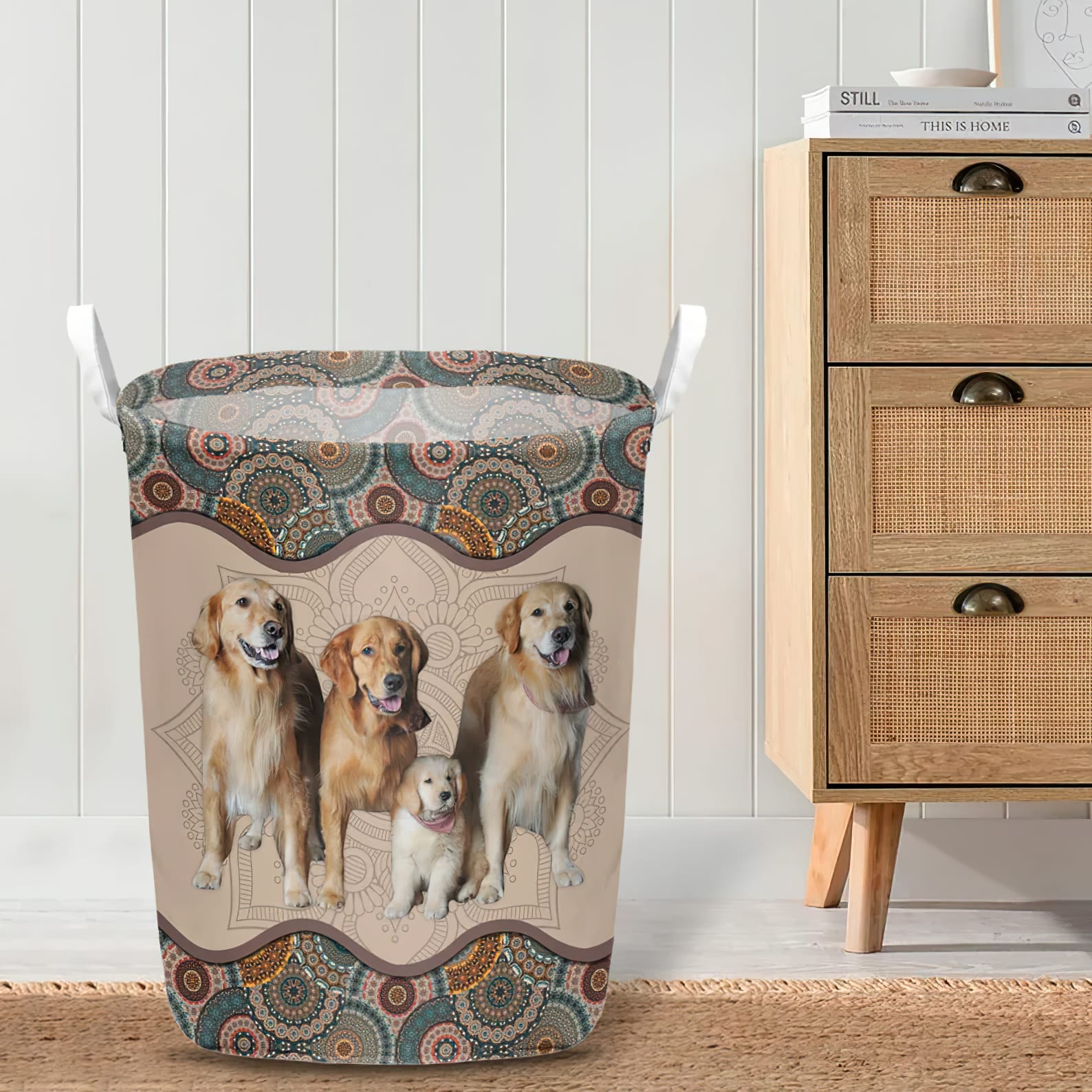 Golden Retriever In Mandala Pattern Laundry Basket Dog Laundry Basket Christmas Gift For Her Home Decor 4 Golden Retriever In Mandala Pattern Laundry Basket Dog Laundry Basket Christmas Gift For Her Home Decor 4