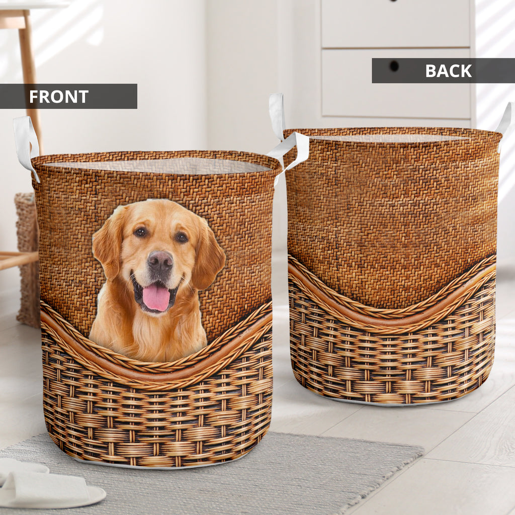 Golden Retriever Rattan Texture Laundry Basket Christmas Gift Storage Basket Dog Memorial Gift 1 Golden Retriever Rattan Texture Laundry Basket Christmas Gift Storage Basket Dog Memorial Gift 1