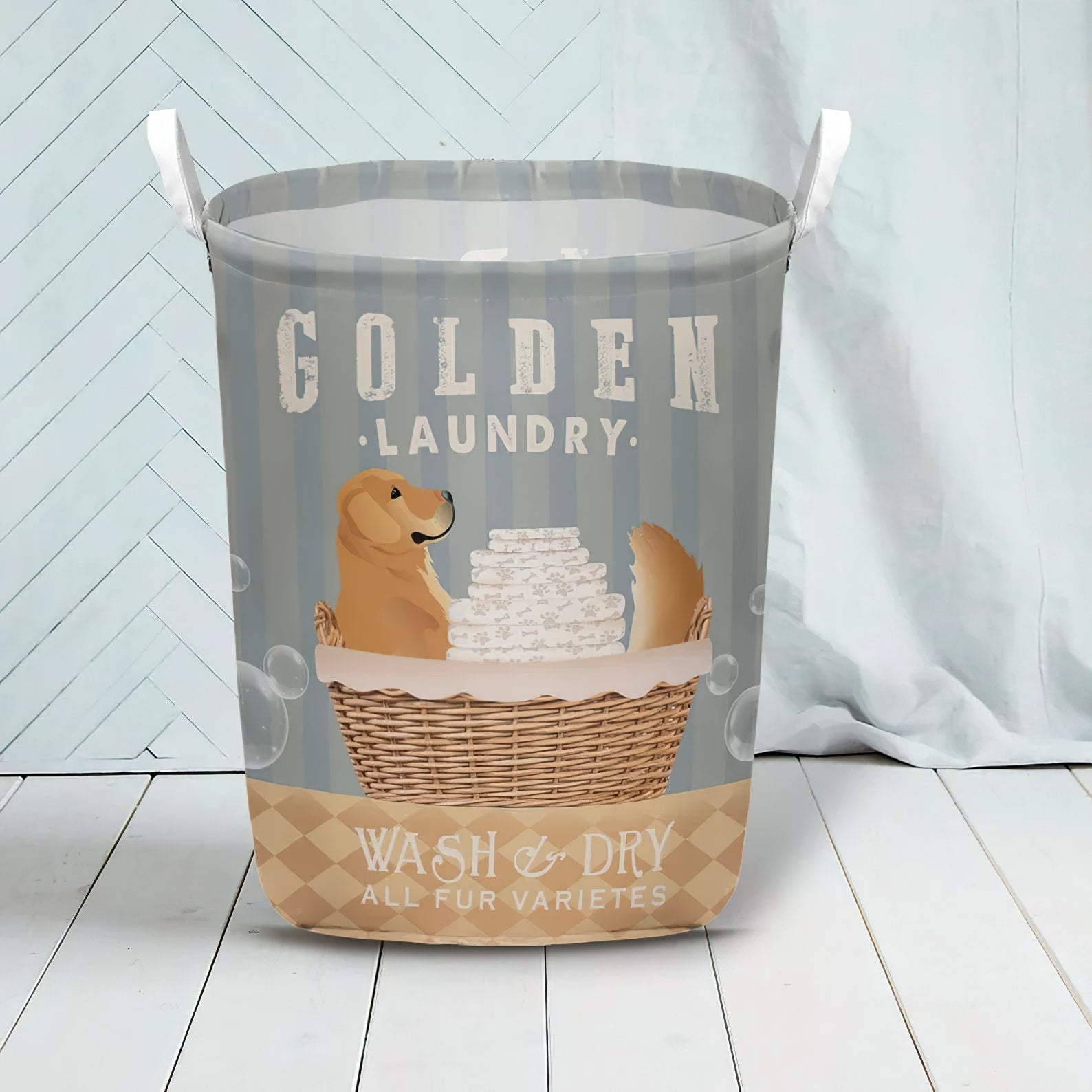 Golden Retriever Wash And Dry Laundry Basket Dog Laundry Basket Christmas Gift For Her Home Decor 1