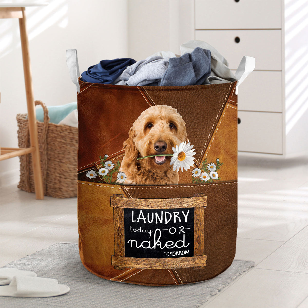 Goldendoodle Laundry Today Or Naked Tomorrow Daisy Laundry Basket Dog Laundry Basket Christmas Gift For Her Home Decor 1