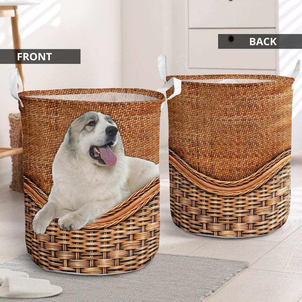 Great Pyrenees Rattan Texture Laundry Basket Dog Laundry Basket Christmas Gift For Her Home Decor 1