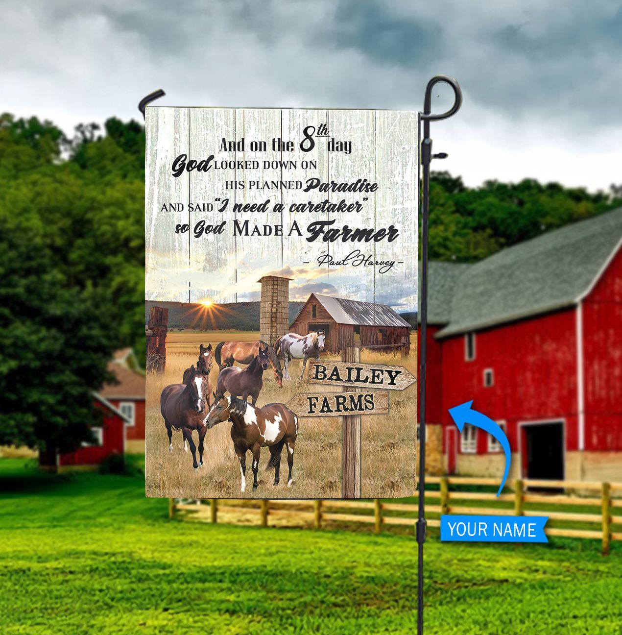 Horses So God Made A Farmer Personalized Flag Flags For The Garden Outdoor Decoration 1 Horses So God Made A Farmer Personalized Flag Flags For The Garden Outdoor Decoration 1