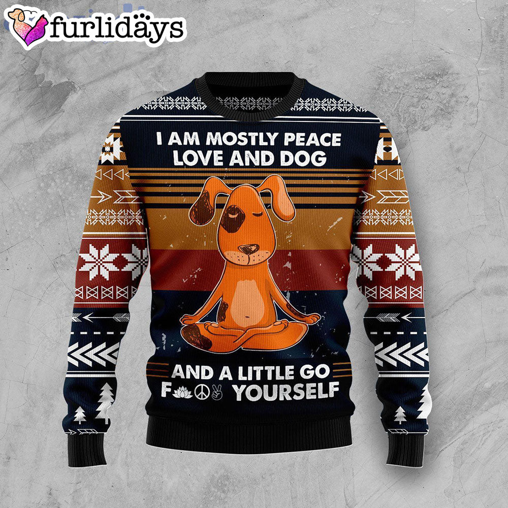 I Am Mostly Peace Love And Dog Ugly Christmas Sweater Christmas Outfits Gift 1 I Am Mostly Peace Love And Dog Ugly Christmas Sweater Christmas Outfits Gift 1