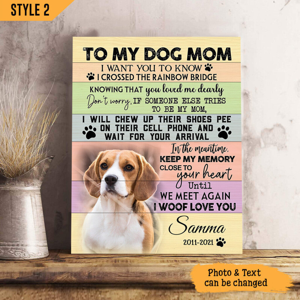 Personalized Memorial Photo Bone Shape Acrylic Plaque - Memorial Gift for Dog Lovers - I crossed the rainbow bridge knowing I was loved