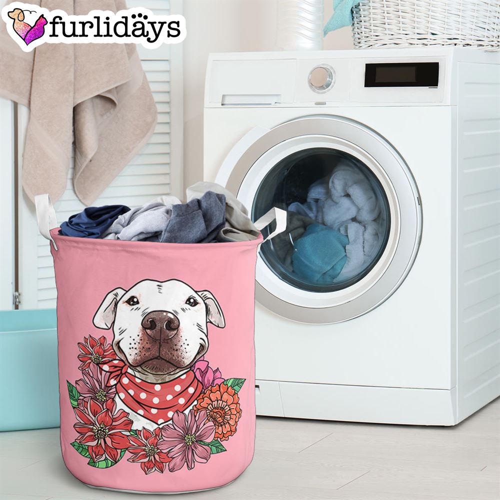 Illustrated Pit Bull Laundry Basket Dog Laundry Basket Christmas Gift For Her Home Decor 3