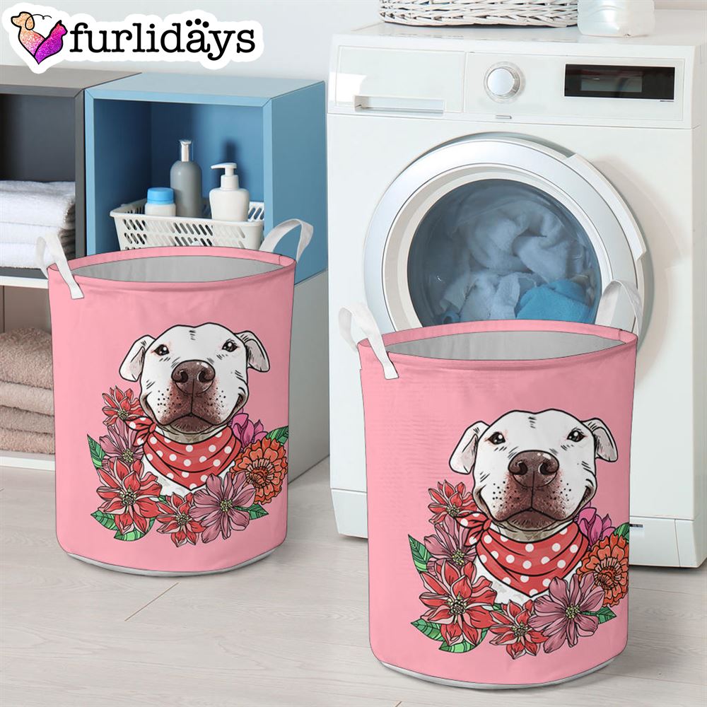 Illustrated Pit Bull Laundry Basket Dog Laundry Basket Christmas Gift For Her Home Decor 4