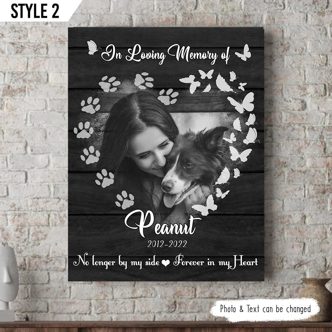 In Loving Memory Of Dog No Longer By My Side Forever In My Heart Vertical Canvas Wall Art Canvas Dog Memorial Gift 1