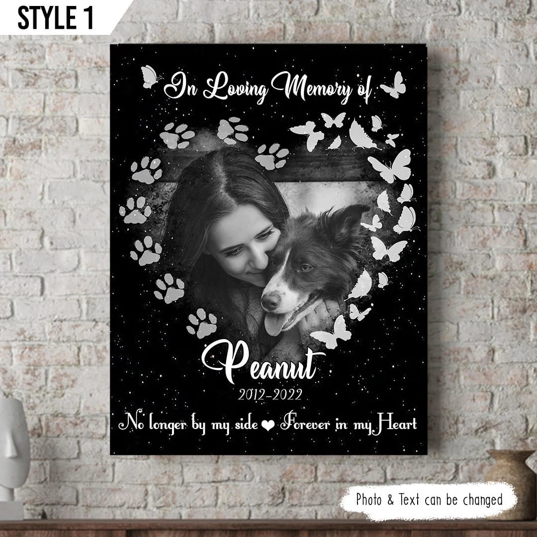 In Loving Memory Of Dog No Longer By My Side Forever In My Heart Vertical Canvas Wall Art Canvas Gift For Dog Lovers 1