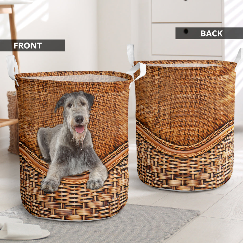 Irish Woofhound Rattan Texture Laundry Basket Dog Laundry Basket Christmas Gift For Her Home Decor 1