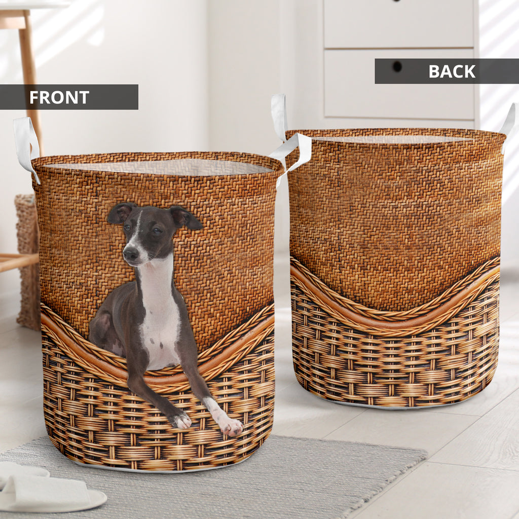 Italian Greyhound Rattan Texture Laundry Basket Dog Laundry Basket Christmas Gift For Her Home Decor 1