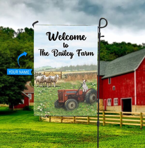 Jack Russell Terrier Sheep Welcome Red Tractor Tractor Personalized Dog Garden Flags – Dog Flags Outdoor