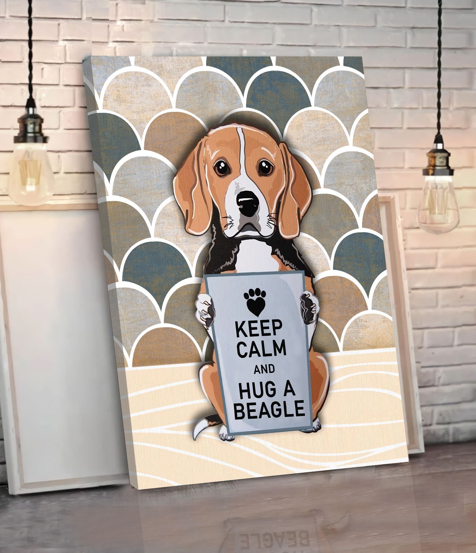 Keep Calm And Hug A Beagle Matte Canvas Dog Wall Art Poster To Print Housewarming Gifts 1