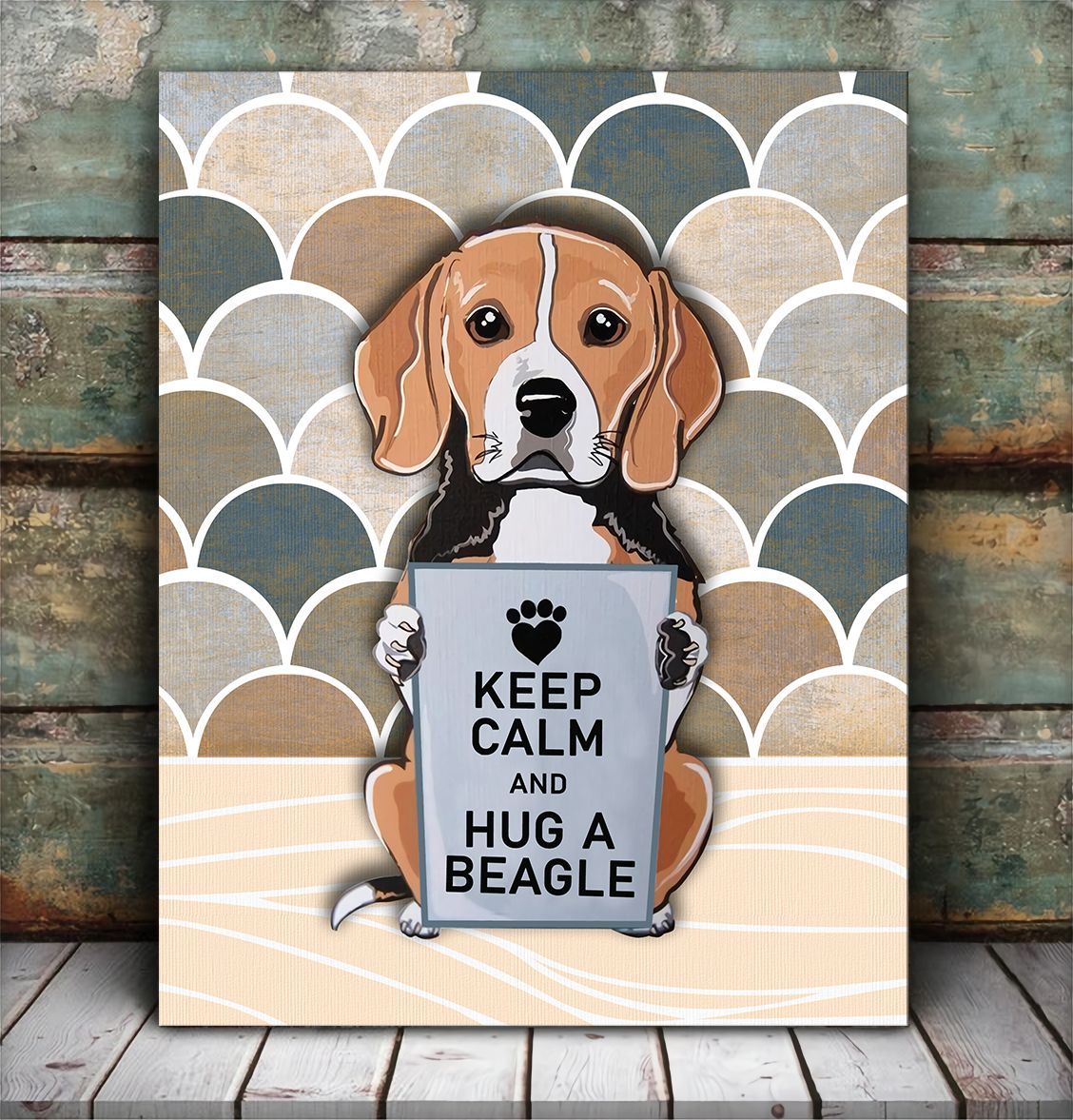 Keep Calm And Hug A Beagle Matte Canvas Dog Wall Art Poster To Print Housewarming Gifts 5