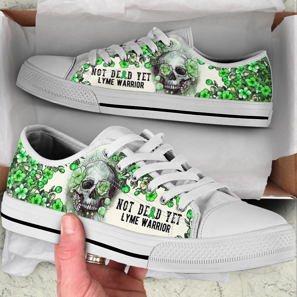 Lyme Shoes Rose Flowers Skull Low Top Shoes Best Gift For Men And Women Cancer Awareness Shoes 1
