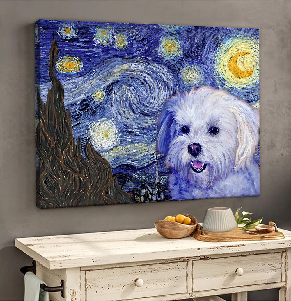 Maltese Poster Matte Canvas Dog Wall Art Prints Canvas Wall Art Decor 1