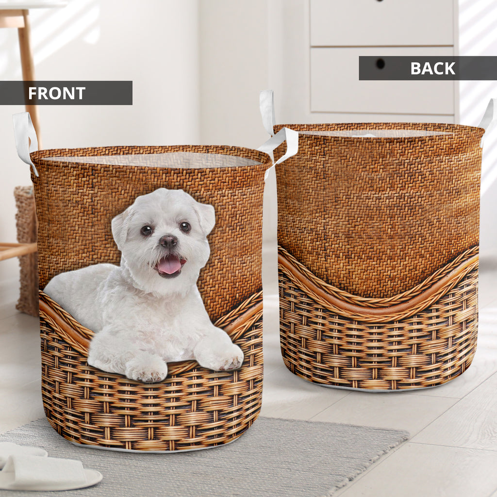 Maltese Shih Tzu Rattan Texture Laundry Basket Dog Laundry Basket Christmas Gift For Her Home Decor 1 Maltese Shih Tzu Rattan Texture Laundry Basket Dog Laundry Basket Christmas Gift For Her Home Decor 1
