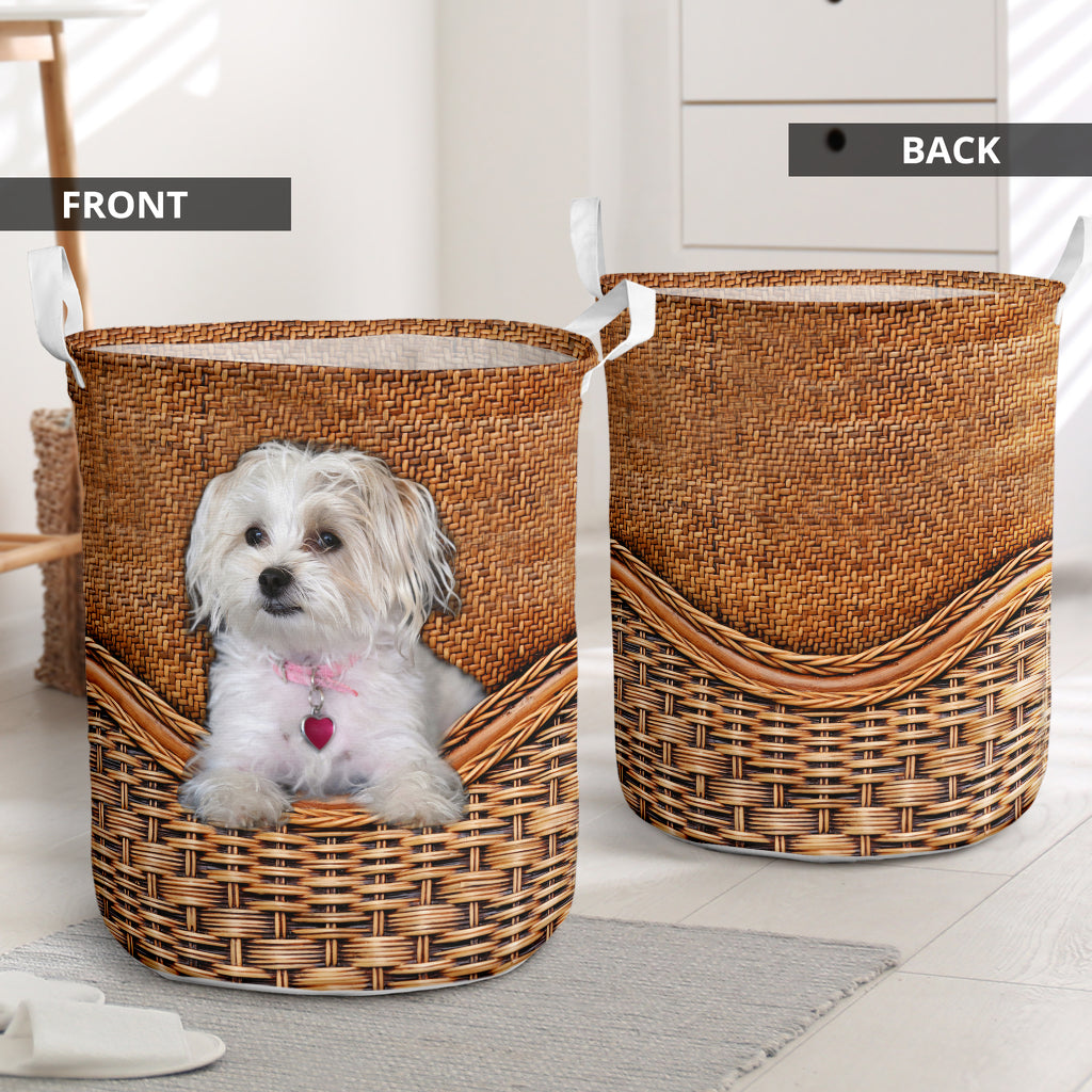 Maltese Terrier Rattan Texture Laundry Basket Dog Laundry Basket Christmas Gift For Her Home Decor 1 Maltese Terrier Rattan Texture Laundry Basket Dog Laundry Basket Christmas Gift For Her Home Decor 1