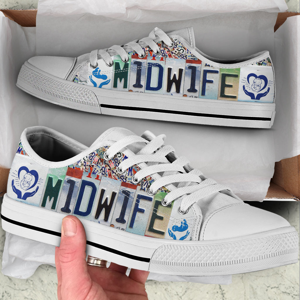 Midwife License Plates Low Top Shoes Fashion Low Top Casual Shoes Gift For Adults Sneaker For Walking 1