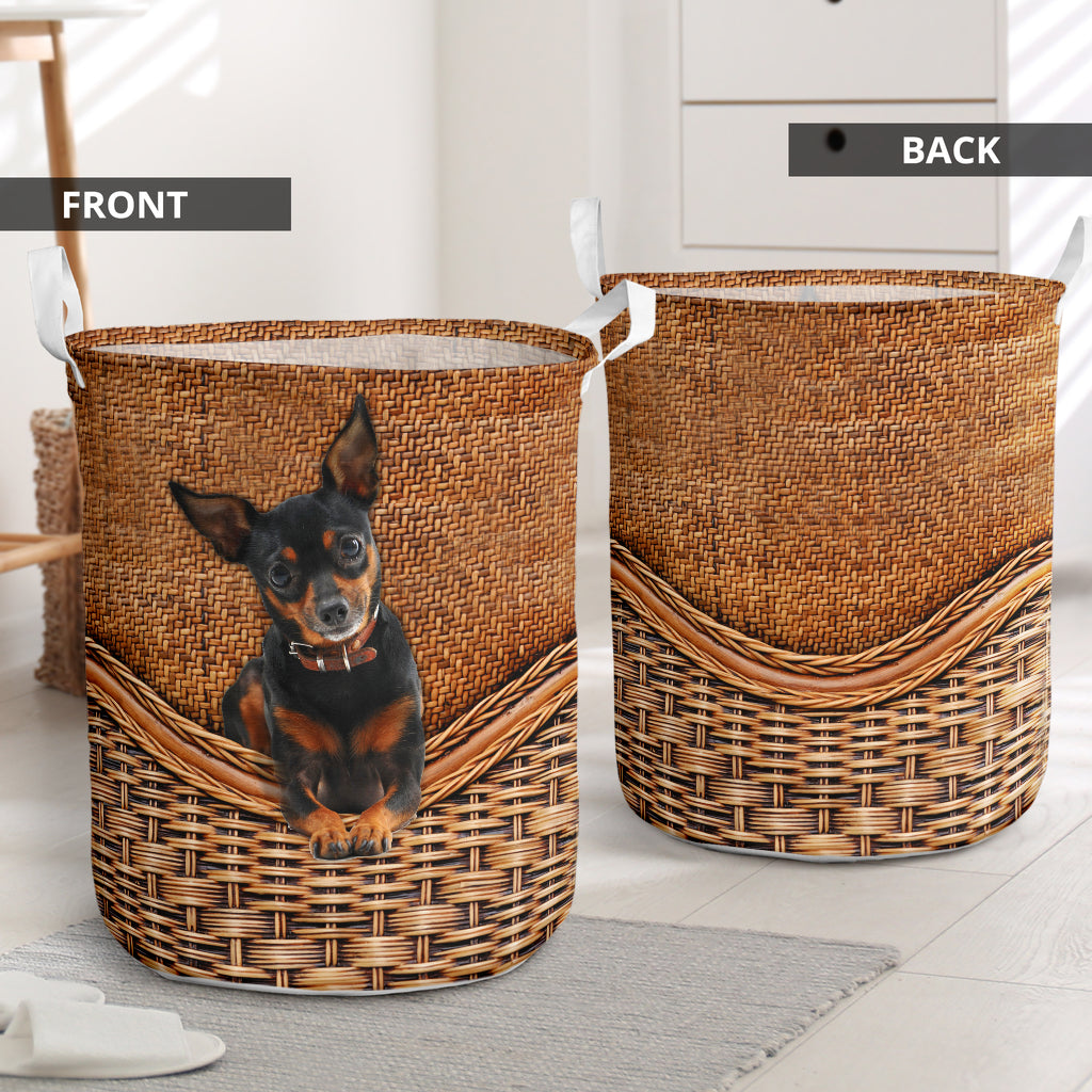 Miniature Pinscher Schnauzer Rattan Texture Laundry Basket Dog Laundry Basket Christmas Gift For Her Home Decor 1 Miniature Pinscher Schnauzer Rattan Texture Laundry Basket Dog Laundry Basket Christmas Gift For Her Home Decor 1