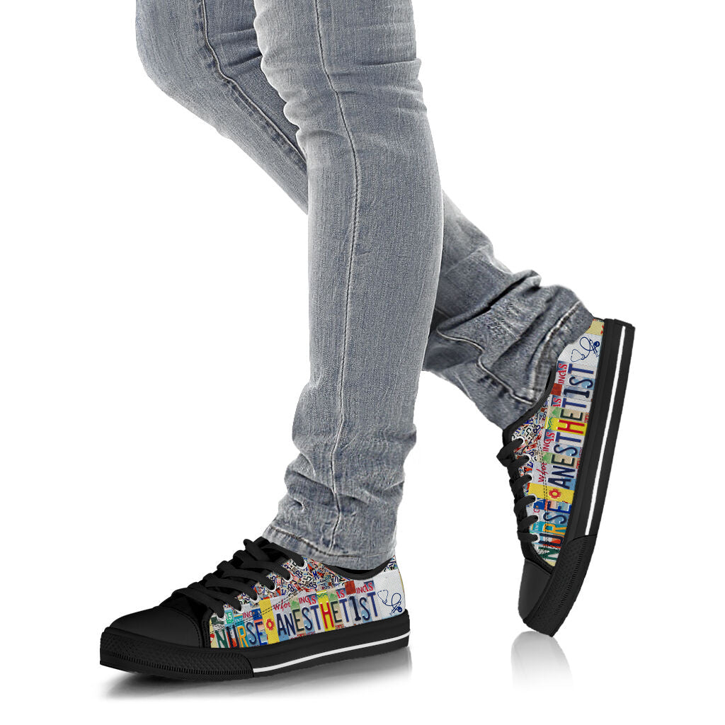 Nurse Anesthetist License Plates Low Top Shoes Canvas Print Trendy Fashion Low Top Casual Shoes Gift For Adults Malalan 4
