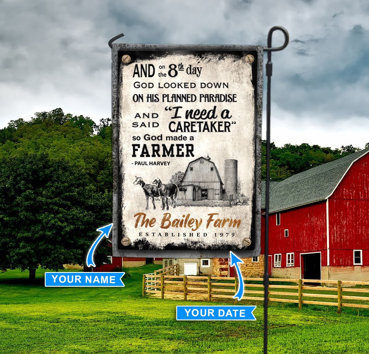 On The 8th Day Goat Personalized Garden Flag Flags For The Garden Outdoor Decoration 1 On The 8th Day Goat Personalized Garden Flag Flags For The Garden Outdoor Decoration 1