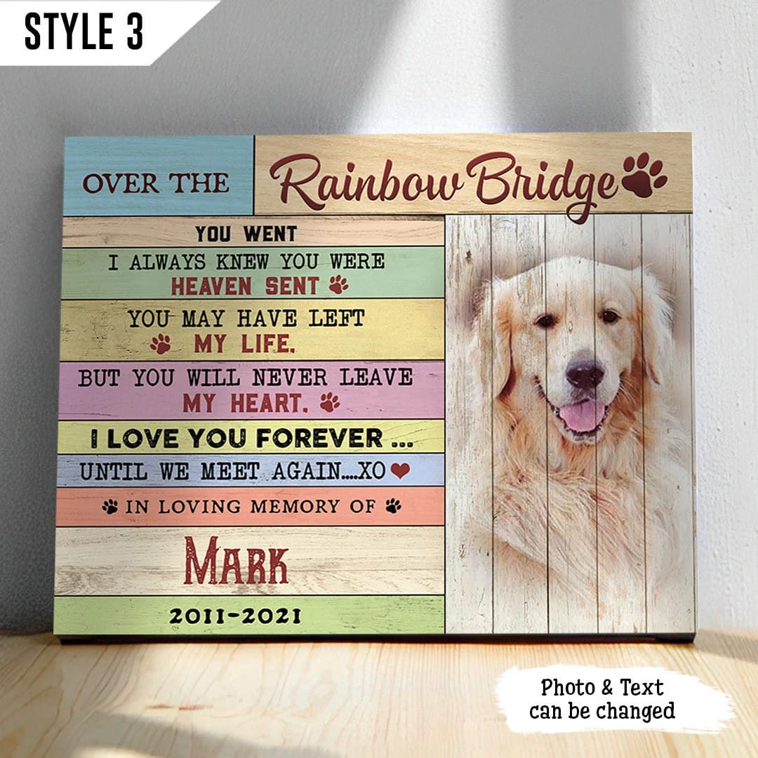 Over The Rainbow Bridge Dog Horizontal Canvas Wall Art Canvas Dog Memorial Gift 1