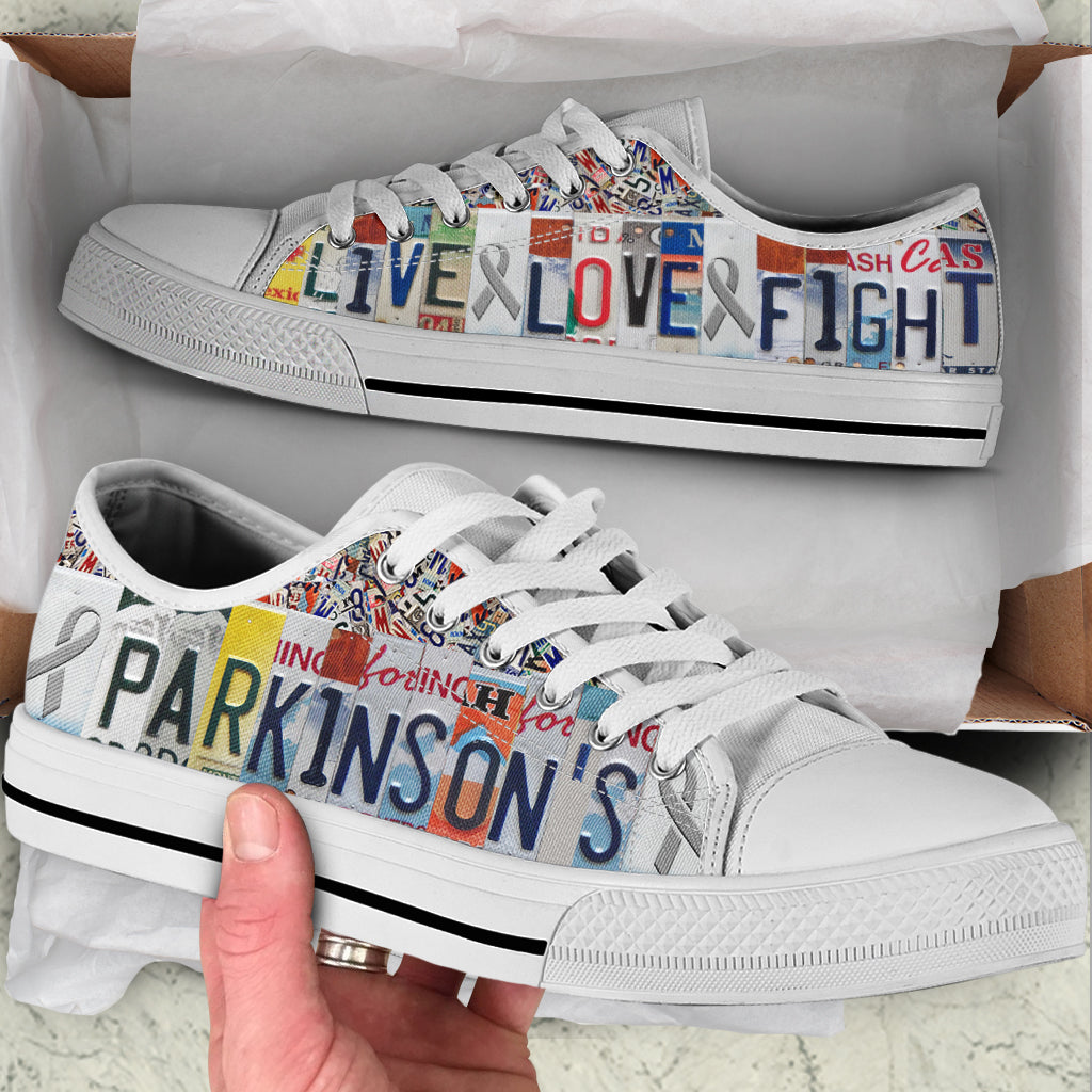 Parkinson s Shoes Live Love Fight License Plates Low Top Shoes Best Gift For Men And Women Cancer Awareness Shoes Malalan 1 Parkinson s Shoes Live Love Fight License Plates Low Top Shoes Best Gift For Men And Women Cancer Awareness Shoes Malalan 1