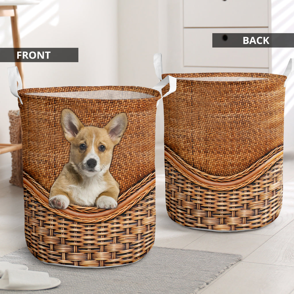 Pembroke Welsh Corgi Rattan Texture Laundry Basket Dog Laundry Basket Christmas Gift For Her Home Decor 1 Pembroke Welsh Corgi Rattan Texture Laundry Basket Dog Laundry Basket Christmas Gift For Her Home Decor 1