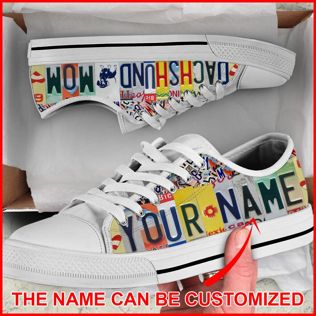 Personalized Dachshund Dog Mom License Plate Low Top Low Top Sneaker Sneaker For Dog Walking Best Shoes For Dog Lover 1 Personalized Dachshund Dog Mom License Plate Low Top Low Top Sneaker Sneaker For Dog Walking Best Shoes For Dog Lover 1