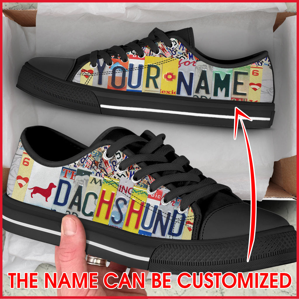 Personalized Dachshund License Plates Low Top Sneaker Dog Walking Shoes Men Women Best Shoes For Dog Lover 2 Personalized Dachshund License Plates Low Top Sneaker Dog Walking Shoes Men Women Best Shoes For Dog Lover 2