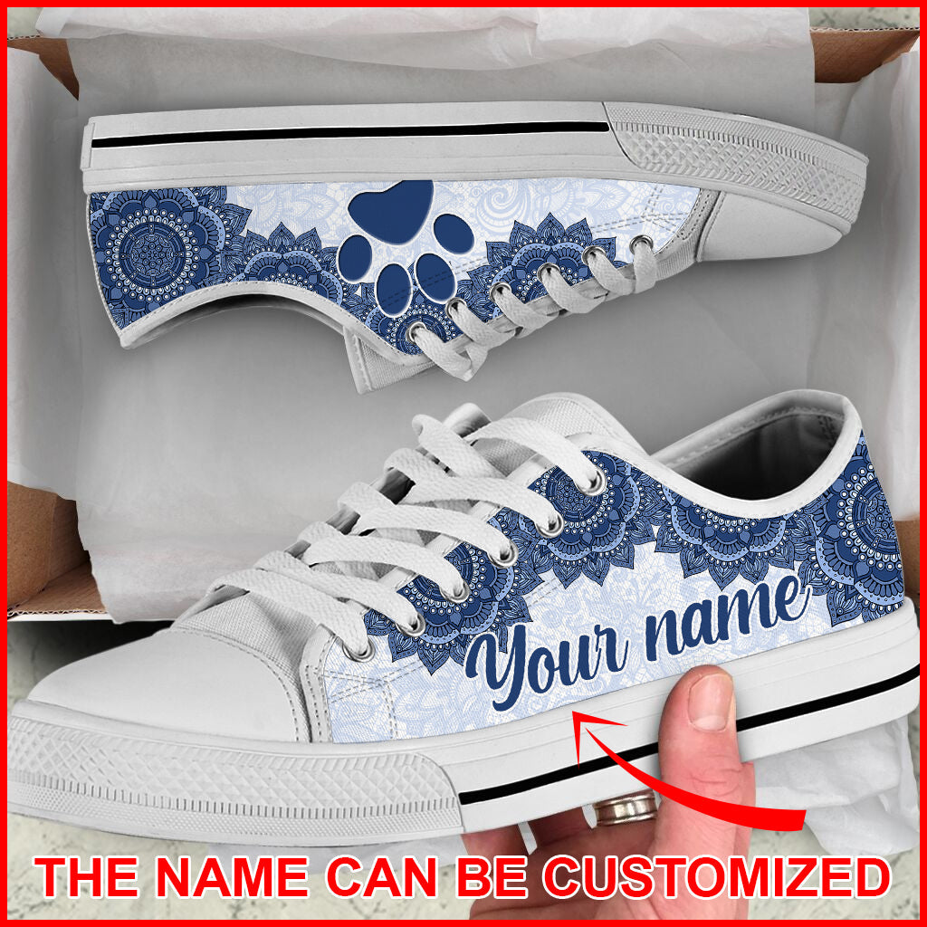 Personalized Dog Paw Custom Mandala Luxury Low Top Sneaker Sneaker For Dog Walking Best Shoes For Dog Mom 1