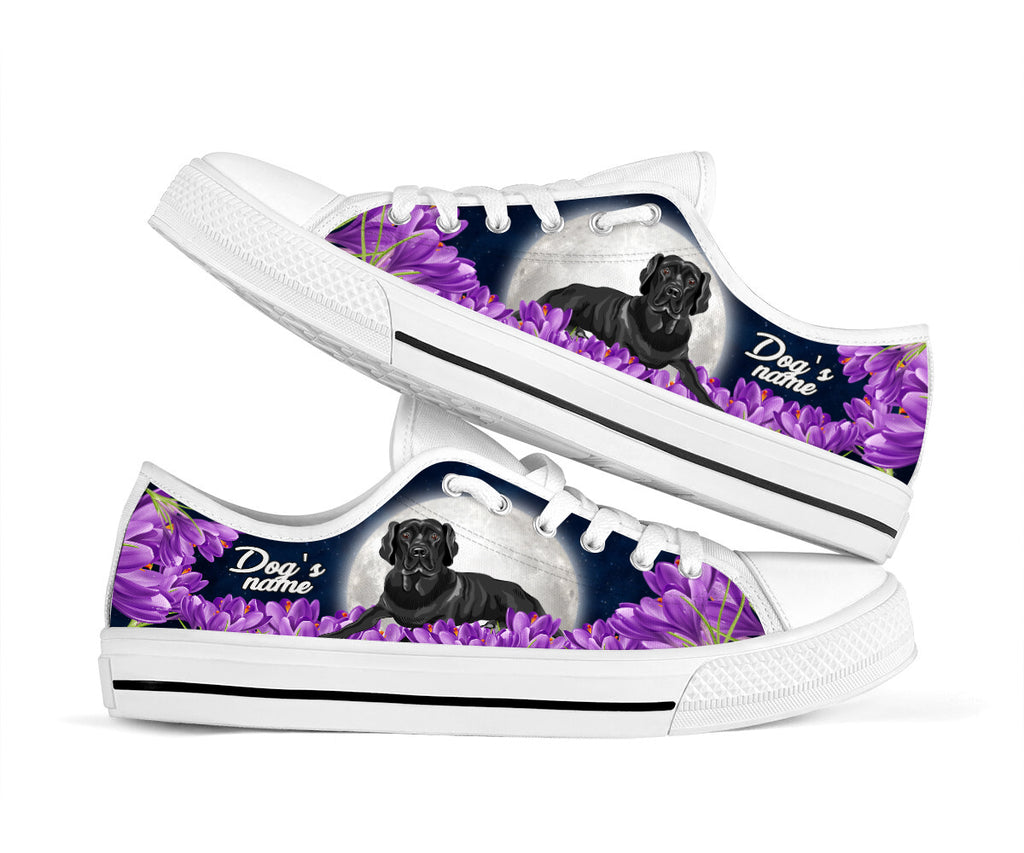 Personalized Labrador Retriever Black And Purple Flower Low Top Sneaker Sneaker For Dog Walking Best Shoes For Dog Lover 1