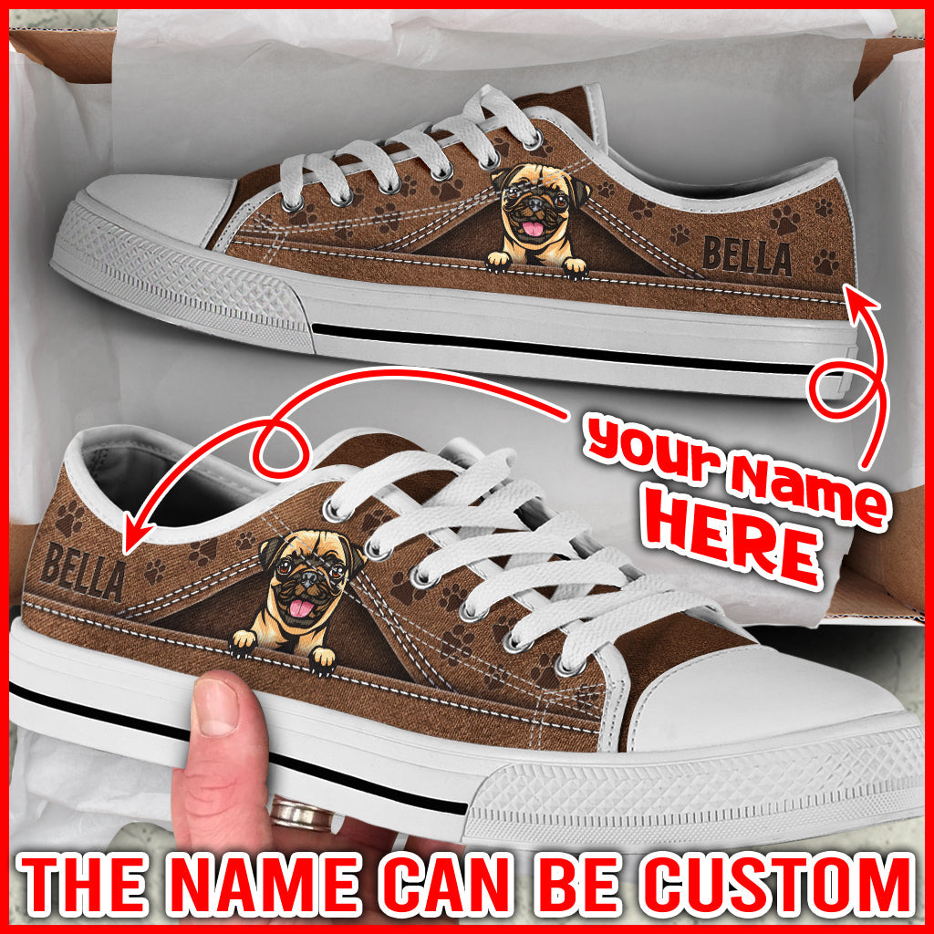 Personalized Pug Dog Lover Shoes Peeking Low Top Sneaker Sneaker For Dog Walking Best Gift For Dog Mom 1