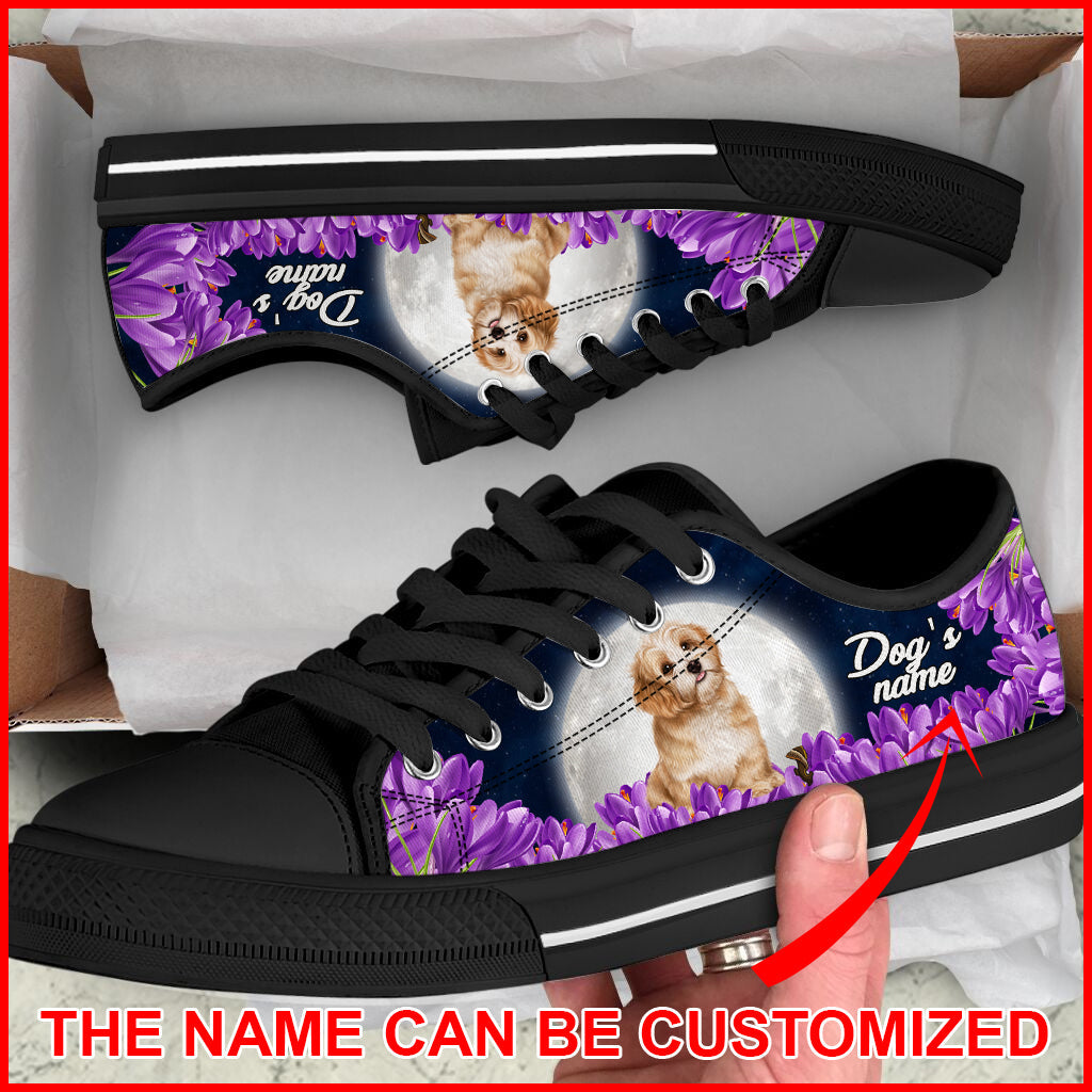 Personalized Shih Tzu Dog And Purple Flower Low Top Sneaker Dog Walking Shoes Men Women Best Shoes For Dog Lover 2