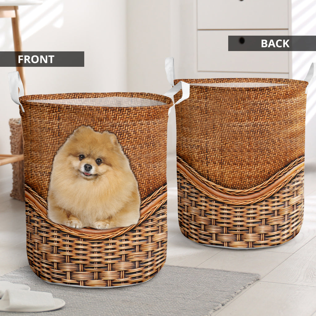 Pomeranian Rattan Texture Laundry Basket Dog Laundry Basket Christmas Gift For Her Home Decor 1 Pomeranian Rattan Texture Laundry Basket Dog Laundry Basket Christmas Gift For Her Home Decor 1