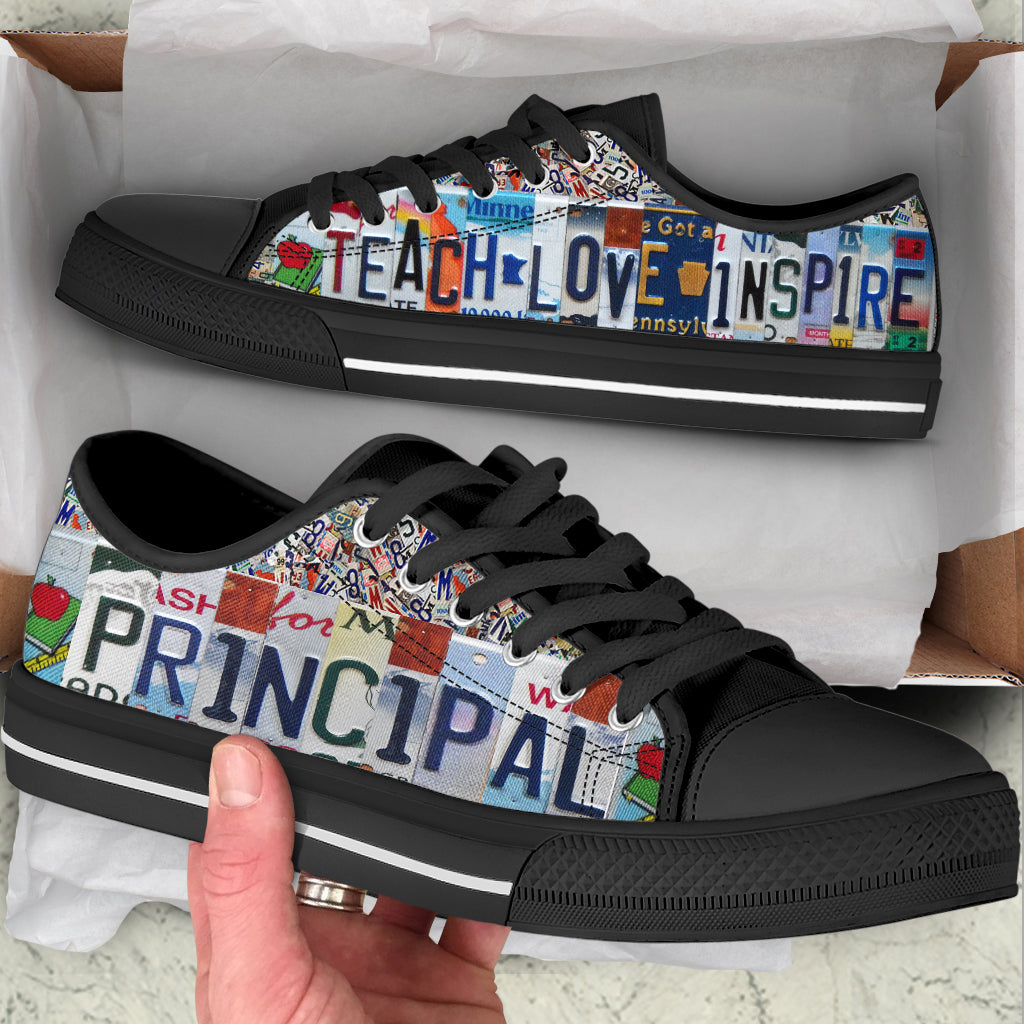 Principal Shoes Teach Love Inspire License Plates Low Top Shoes Best Gift For Teacher School Shoes Malalan 2 Principal Shoes Teach Love Inspire License Plates Low Top Shoes Best Gift For Teacher School Shoes Malalan 2