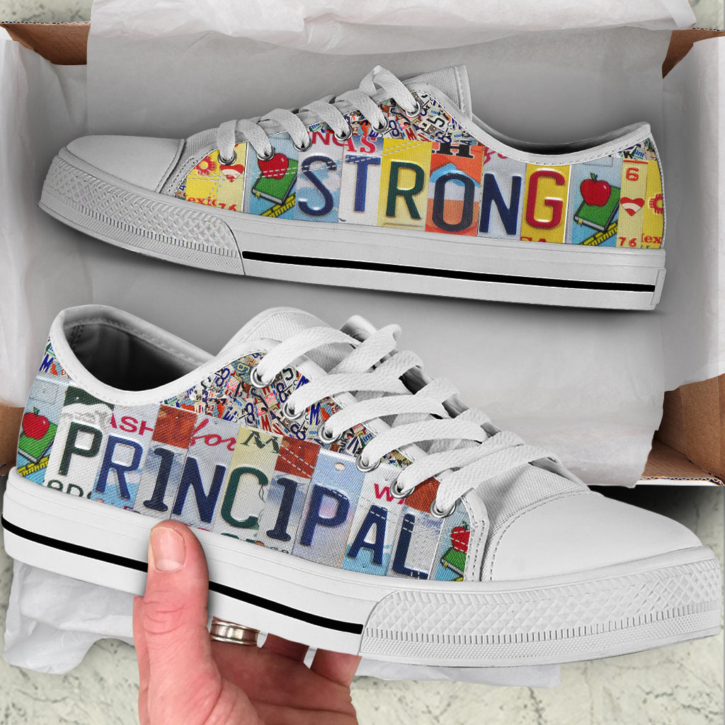 Principal Strong License Plates Low Top Shoes Best Gift For Teacher School Shoes Malalan 1 Principal Strong License Plates Low Top Shoes Best Gift For Teacher School Shoes Malalan 1