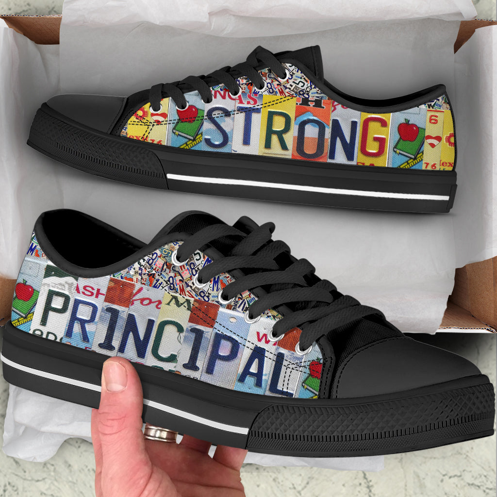 Principal Strong License Plates Low Top Shoes Best Gift For Teacher School Shoes Malalan 2 Principal Strong License Plates Low Top Shoes Best Gift For Teacher School Shoes Malalan 2